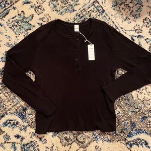 Re/Done Henley Thermal Long Sleeve